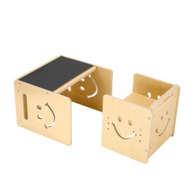 Montessori Weaning Table and Chair Set, 3 In 1 Wooden Toddler Table and Chairs with Chalkboard, Adjustable Height Montessori Table for Ages 1-5