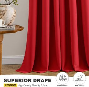 Christmas Red Blackout Curtains for Bedroom Living Room 63 Inches Long 2 Panels