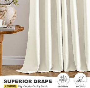Cream Blackout Curtains for Bedroom Living Room 63 Inches Long 2 Panels