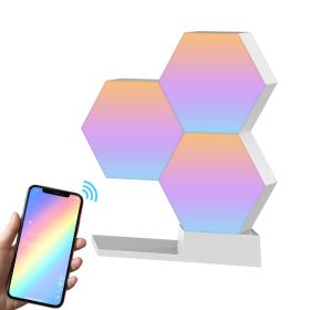 APP Control Hexagon Lights 3 Pack Smart LED Panel Smarter Kit Music Sync 16 Million Colors Change Compatible with Alexa & Google for Gifts Gaming
