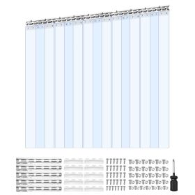 Clear PVC Strip Curtain, 96 in Height x 60 in Width x 0.08 in Thickness, 10 PCS Walk in Freezer Cooler Curtain Strips