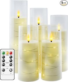 Flameless LED Candles with Timer 5 Pc Flickering Flameless Candles for Romantic Ambiance and Home Decoration Stable Acrylic Shell,
