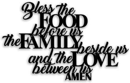 Bless the Food Metal Wall Decor - Scripture Room Decor Bible Quotes Wall Art Christian Home Decor for Living Room, Dining Room, Kitchen (Black)