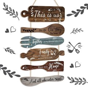 6 Pieces Home Wall Signs This Is Us/Together/Family/Bless This Home Wall Art Decor for Living Room Bedroom Kitchen Wooden Rustic Farmhouse Art Ha
