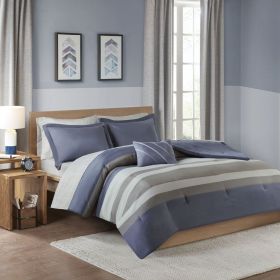 Twin Striped Comforter Set with Bed Sheets
