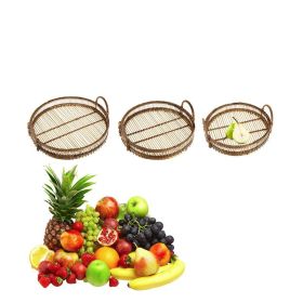 Household Supplies Set of 3 Decorative Bamboo Woven Trays