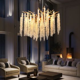 24-inch Modern Golden Light With Cascading Crystal Strands, Ideal For Living Room, Dining Room And Foyer, High-End Decorative Lighting Fi (Option: Gold)