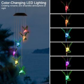 LED Solar Hummingbird Wind Chime For Spring Solar String Lights 6 LEDs Color-Changing IP65 Waterproof Decorative Lamp Lighting For Home Garden Fe (Option: 1pc)
