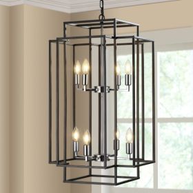 8 Lantern Tiered Chandeliers, Industrial Farmhouse Chandeliers (Option: Black)