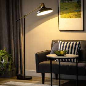 Adjustable Floor Lamps for Living Room, Standing Lamp for Bedroom with Balance Arm, Tall Black and Gold Lamp (Option: Black-365x225x760 mm)