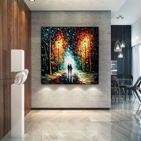Hand Painted Oil Painting Original Romantic Cityscape Oil Painting On Canvas Large Wall Art Abstract Colorful Forest Painting Custom Tree Paintin (Style: 01, size: 150x150cm)