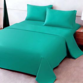 4pcs ultra-soft 85g sheet and pillowcase set, soft solid color, machine washable, suitable for all seasons, Christmas comfortable bedding set (Color: Tea Blue, size: queen(59.84''*79.92''))