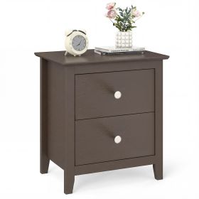 Modern Nightstand with 2 Drawers for Small Spaces (Color: Brown)