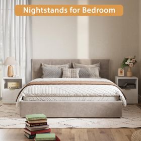 Simple hollow bedside table set (Color: White)