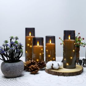 Flameless LED Candles with Timer 5 Pc Flickering Flameless Candles for Romantic Ambiance and Home Decoration Stable (Color: Black)