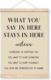 Therapy Decorations, Canvas Poster Wood Hanger, Therapy Room Door Hanger, Counseling Decor (Color: Psychology)