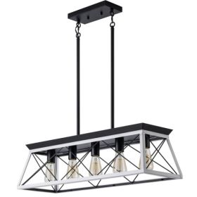 5 Lamps Farmhouse Chandelier Dining Room White - (Option: White and black)